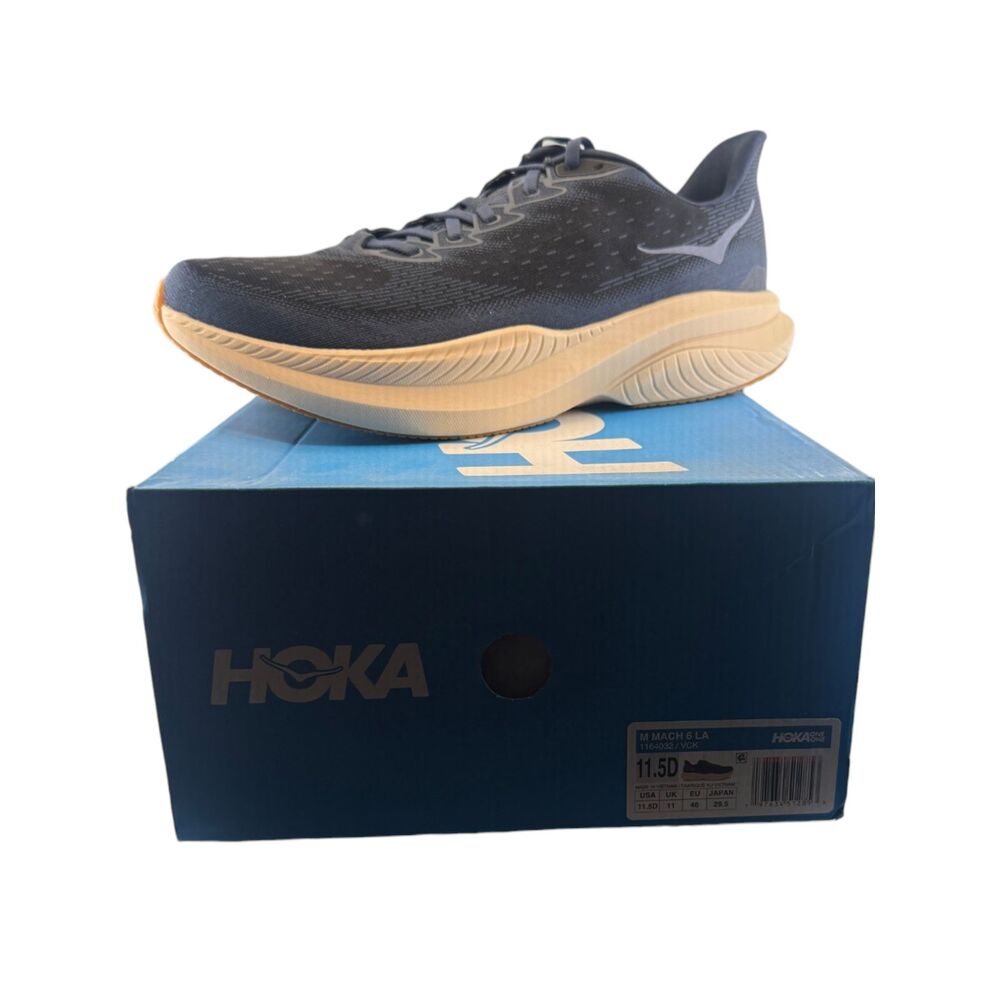 HOKA Mach 6 LA Mens 11.5 D Varsity Navy Black Running Shoes 1164032-VCK New